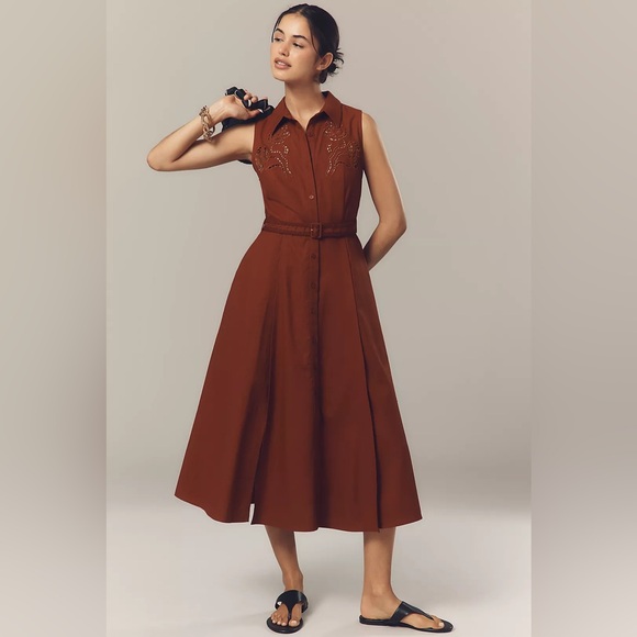 Tuckernuck Dresses & Skirts - Tuckernuck || En Saison Megumi‎ Linen Blend Midi Shirt Dress Belted Brown M
